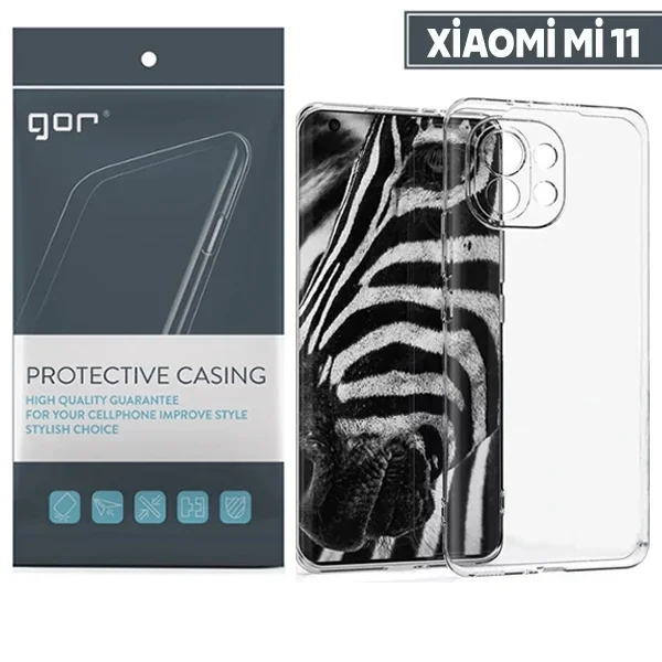 GOR Xiaomi Mi 11 Kılıf Kamera Korumalı Şeffaf Silikon Kılıf-(5775)