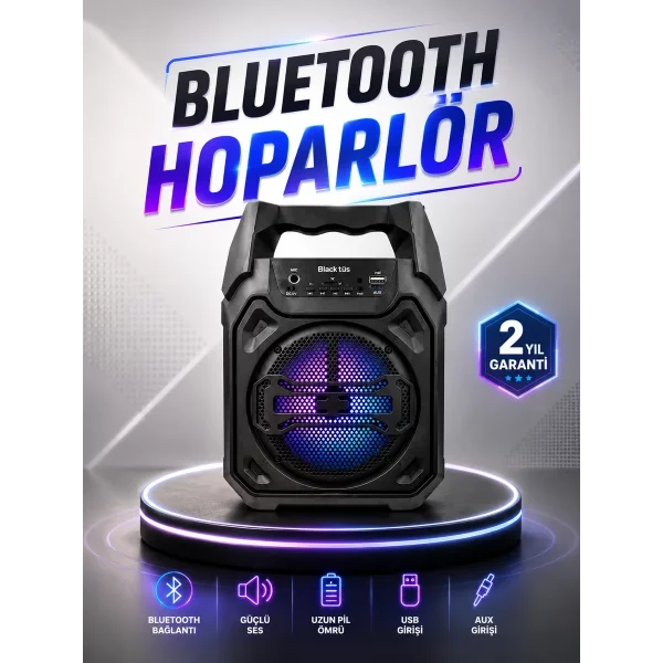 Güçlü ve Şarj Edilebilir Bluetooth Hoparlör 6.5 İnç