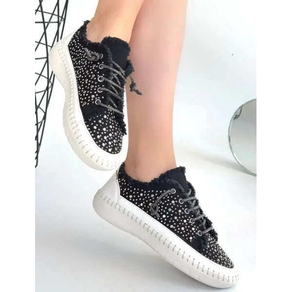 Guji Siyah Kot Bağcıklı Spor Ayakkabı