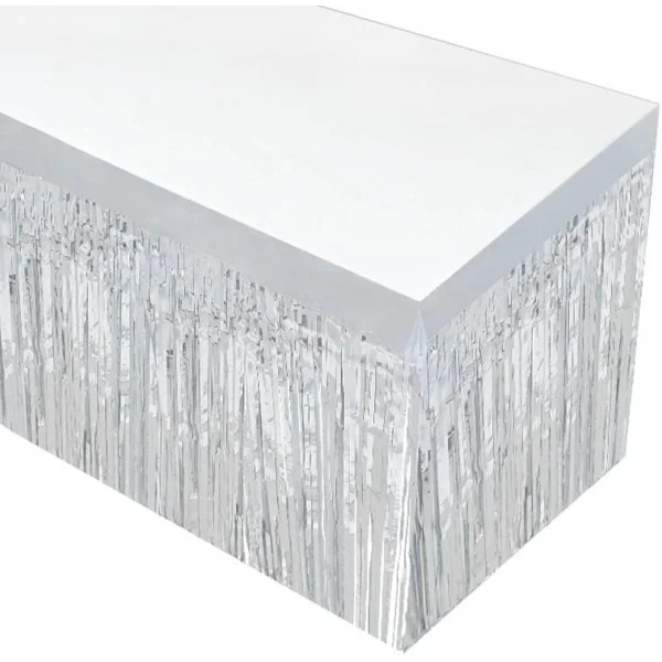 Gümüş Metalize Masa Eteği 275x75 Cm – Kendinden Yapışkanlı