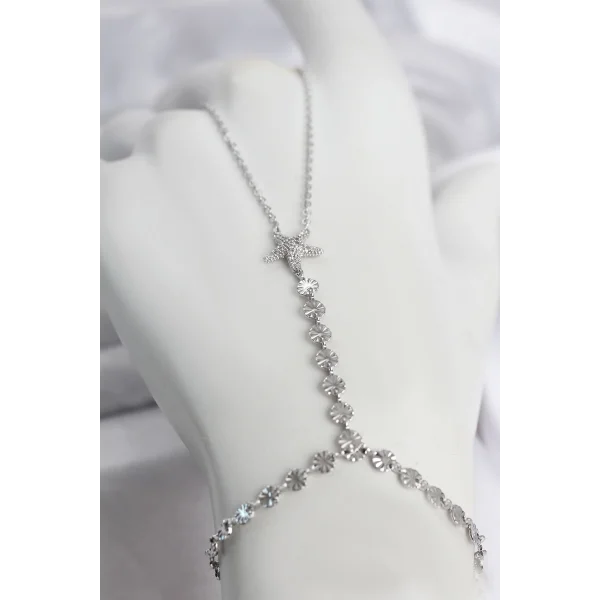 Gümüş Renk Pirinç Zirkon Taşlı Deniz Yıldızı Model Şahmeran