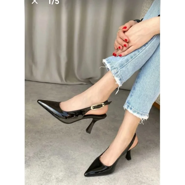 Hies Siyah Rugan Topuklu Ayakkabı