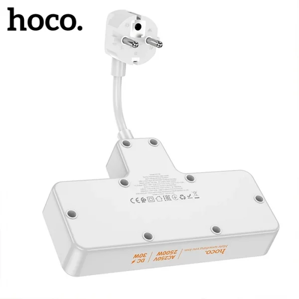 HOCO AC12A 2500W 2 Priz + 3 USB + 30W Type-C Multifonksiyonel Priz Çoğaltıcı Şarj Aleti-(5775)