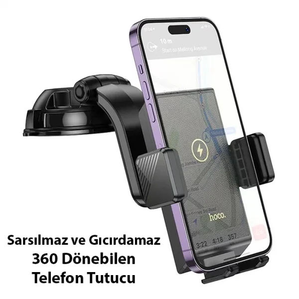 Hoco HW22 Torpido Üstü Wireless Kablosuz Şarj Araç Telefon Tutucu-(5775)