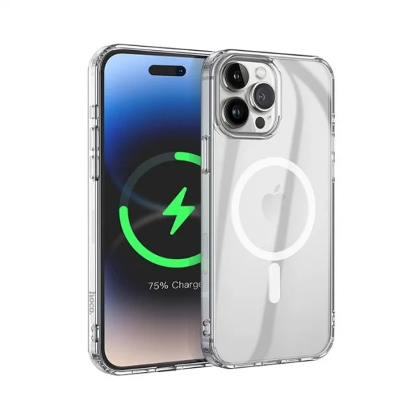 Hoco iPhone 15 Pro Max Anti-Fall Darbe Önleyici Airbag Manyetik Magsafe Silikon Kılıf-(5775)