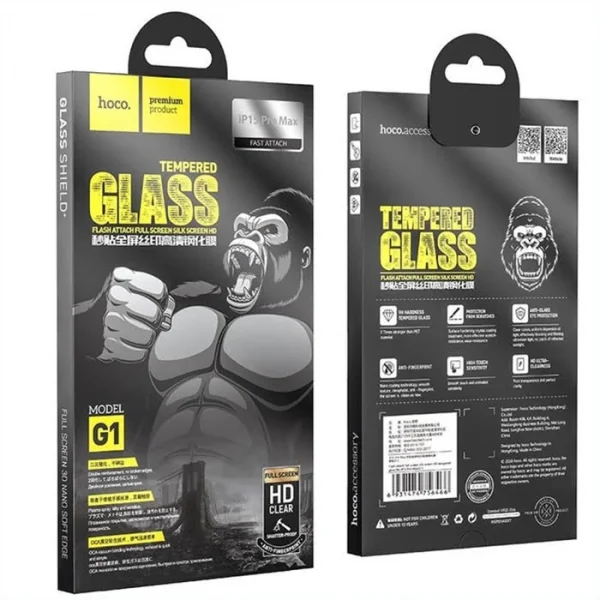 HOCO iPhone 15 Pro Max Full Screen HD Tempered Kırılmaz Cam Ekran Koruyucu-(5775)