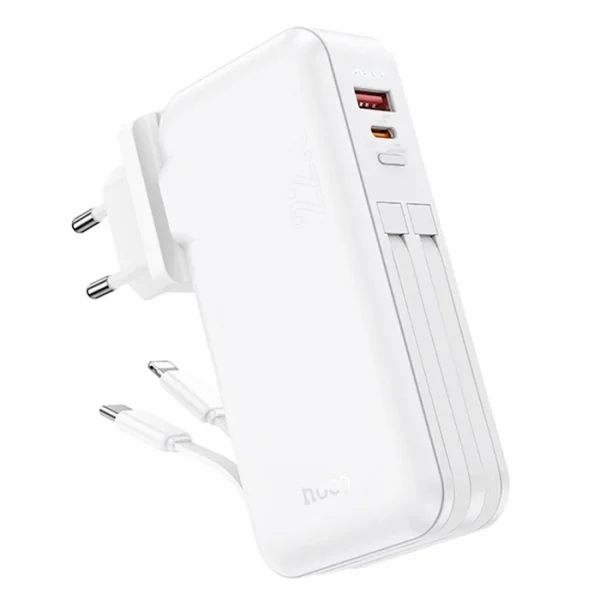 Hoco J126 USB-A+Type-C Çıkışlı Type-c+Lightning Kablolu 10000mAh Powerbank Şarj Aleti-(5775)