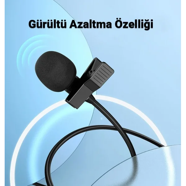 HOCO L14 iPhone Lightning Kablolu Profesyonel Yayıncı Yaka Mikrofonu 2mt-(5775)