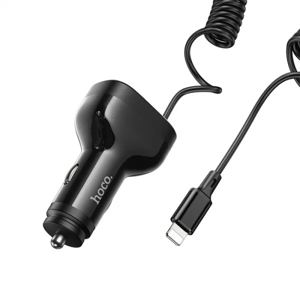 HOCO NZ11A 30W 2 USB+ Type-C Girişli iPhone Kablolu Araç Çakmaklık Şarj Aleti-(5775)