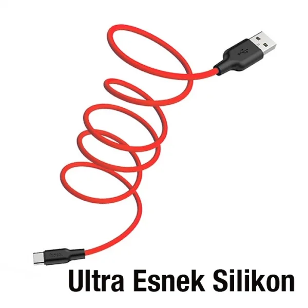 HOCO X21 Plus USB to Type-C 3A Silikon Hızlı Şarj ve Data Kablosu-(5775)