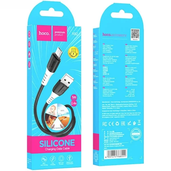 HOCO X82 Micro USB to USB 2.4A Silikon Data ve Şarj Kablosu-(5775)