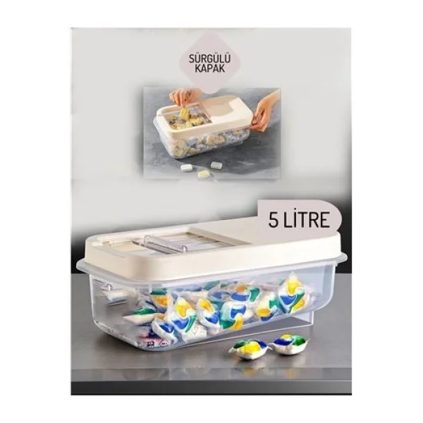 HSNET Reagan Tablet ve Deterjan Saklama Kutusu 5 Lt Krem