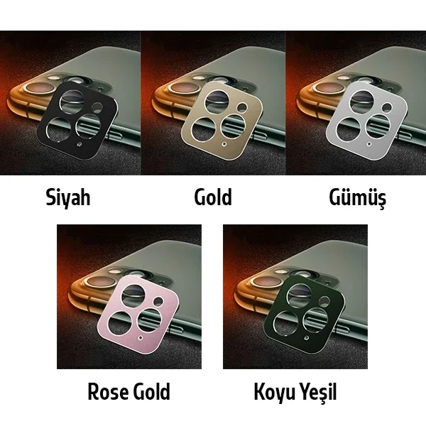 İPhone 11 Pro -11 Pro Max 3D Metal Kamera Koruyucu Metal Lens-(5775)