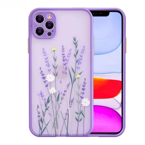 iPhone 12 Pro 6.1inç Kamera Korumalı Çiçek Desenli Silikon Kılıf-(5775)