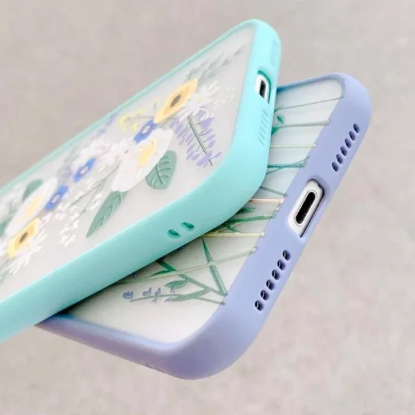 iPhone 12 Pro Max 6.7inç Kamera Korumalı Çiçek Desenli Silikon Kılıf-(5775)