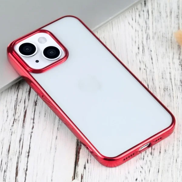 iPhone 13 6.1inç Lazer Kaplama Renkli Kenar Şeffaf Kılıf-(5775)