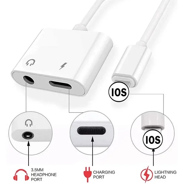 İPhone-3.5mm Kulaklık Ve Şarj Dönüştürücü Başlık Adaptör Kablo-(5775)