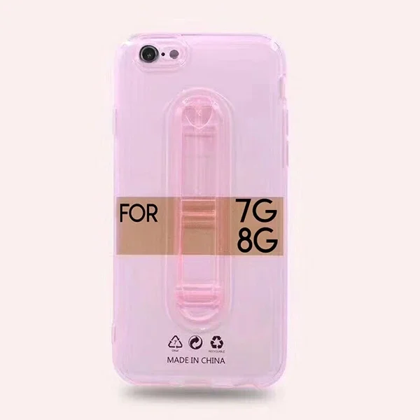 iPhone SE3-SE2 İPhone 8-7 Kılıf Selfie Yüzüklü Şeffaf Silikon Kılıf-(5775)