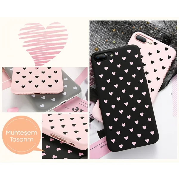 İphone X Xs Çoklu Kalp Premium Pc Kılıf-(5775)