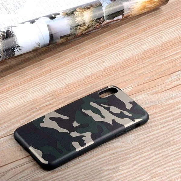 İPhone Xs Max 6.5 Kamuflaj Darbe Emici Silikon Kılıf-(5775)