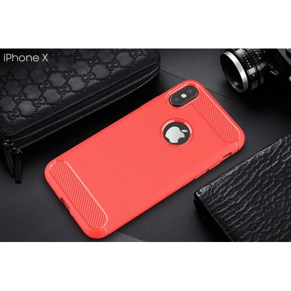 İphone XXS Dark Ultra Koruma Karbon Fiber Silikon Kılıf-(5775)