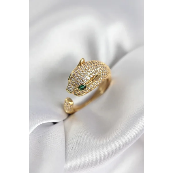 Jaguar Model Gold Renk Zirkon Taşlı Kadın Yüzük