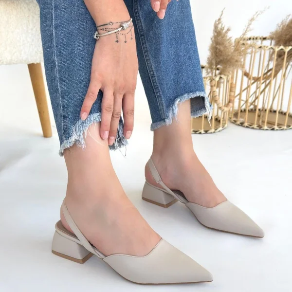 Jenti Bej Cilt Topuklu Ayakkabı