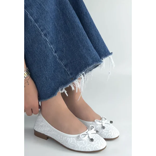 Jnues Beyaz Deri Babet Ayakkabı