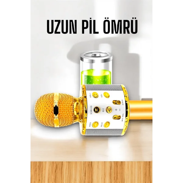 Kablosuz Bluetooth Karaoke Mikrofon USB ve AUX Girişli Yüksek Ses Kalitesi