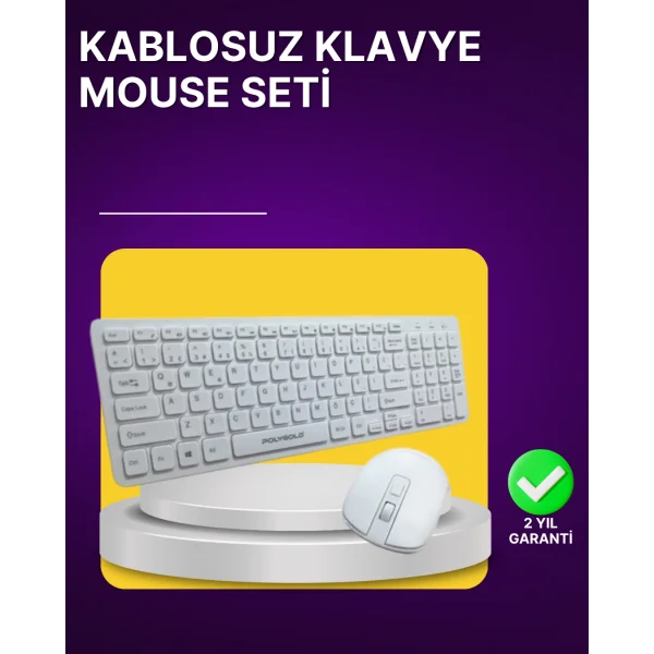 Kablosuz Klavye ve Mouse Seti - Ergonomik Tasarım Sessiz Kullanım Geniş Uyumluluk