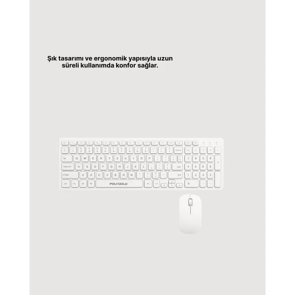 Kablosuz Klavye ve Mouse Seti - Ergonomik Tasarım Sessiz Kullanım Geniş Uyumluluk