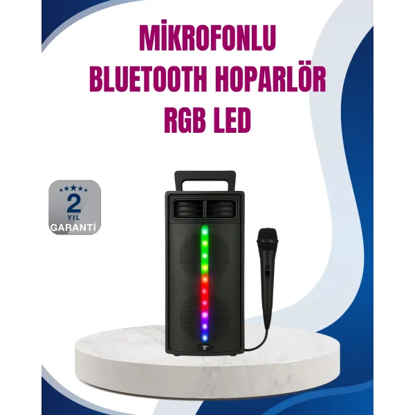 Kablosuz RGB Işıklı Bluetooth Hoparlör | Ev Parti ve Açık Hava Kullanımı