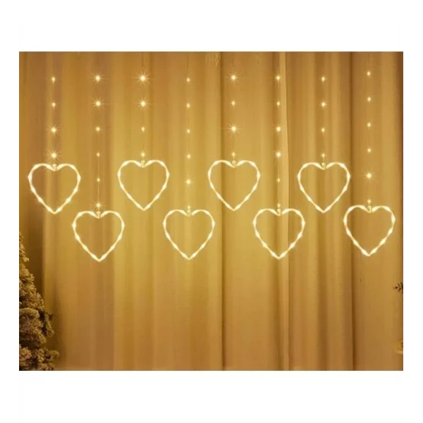 Kalpli Perde Led Işıklar, Sevgililer Günü Romantik Led Aydınlatma