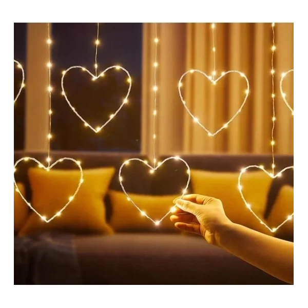 Kalpli Perde Led Işıklar, Sevgililer Günü Romantik Led Aydınlatma