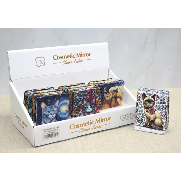 Kedi Taşlı El Aynası Dikdörtgen İnce Alk3748