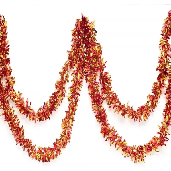 Kırmızı Altın Renk 4 Cm Genişlik Garland Çift Renk Sim Süs 180 Cm