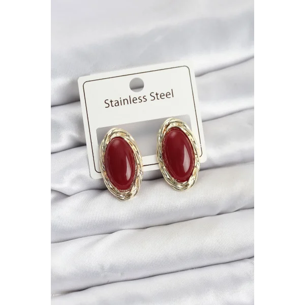 Kırmızı Badem Model Vintage Kadın Küpe