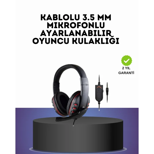 Kırmızı Gaming Headset Mikrofonlu Sağlam Kablolu Konforlu