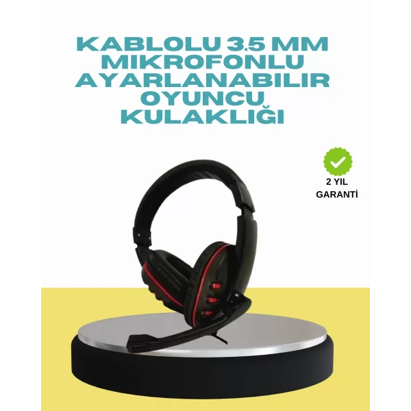 Kırmızı Işıklı Oyun Kulaklığı Kablolu Mikrofonlu Profesyonel