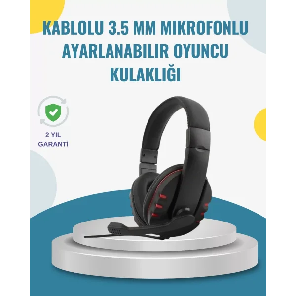 Kırmızı Kulaklık Stereo Mikrofonlu Dayanıklı Örgü Kablolu