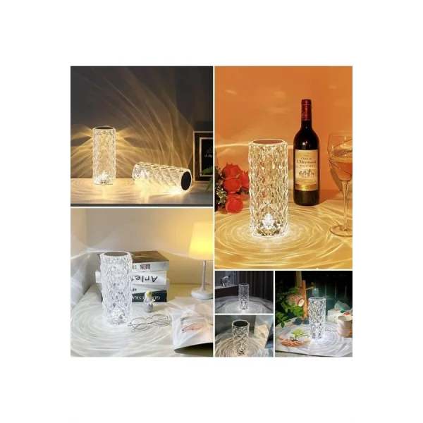 Kristal Lamba Masa Lambası Şarjlı Masa Lambası Dokunmatik Sensör Usb Şarjlı