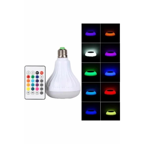 Kumandalı RGB Led Işık Bluetooth Hoparlör Ses Lambası Renkli Ampul