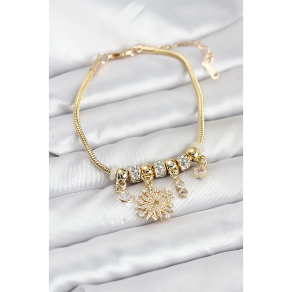 Kutup Yıldızı Model Charmlı Gold Renk Kadın Bileklik