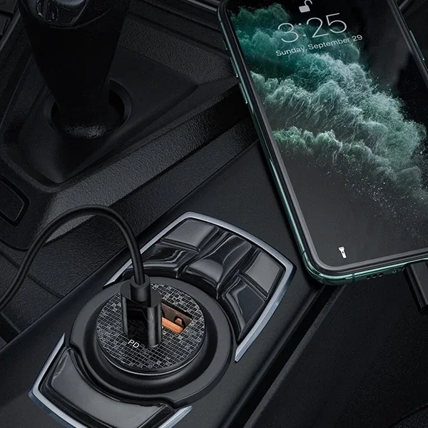 KUULAA 42W USB + Type-C Çift Çıkışlı Mini Hızlı Araç Şarj Cihazı-(5775)