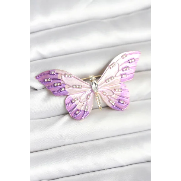 Lila Renk Kelebek Model Broş