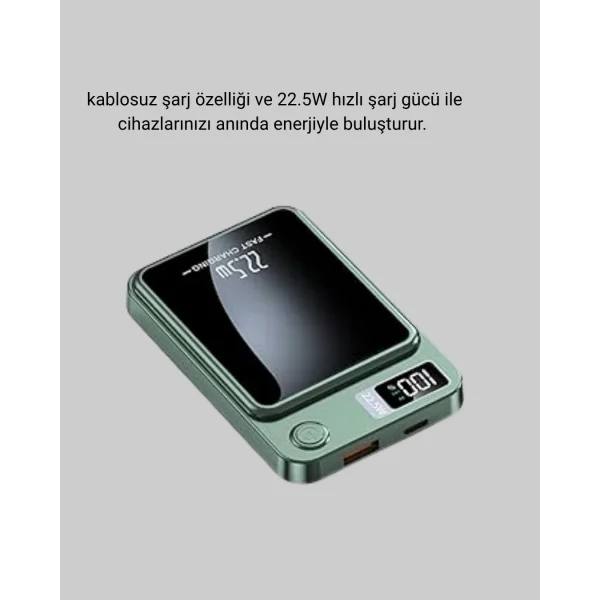 MagSafe Powerbank 22.5W Hızlı Şarjlı ve Kompakt Kablosuz Şarj Cihazı
