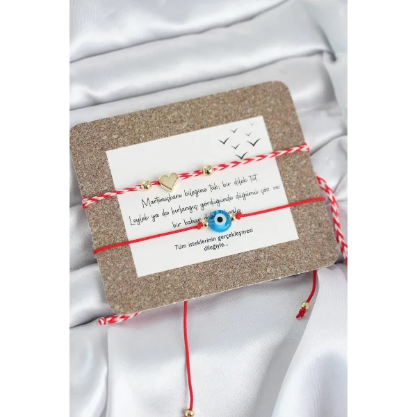 Marteniçka Bileklik 2li Nazar ve Kalp Model