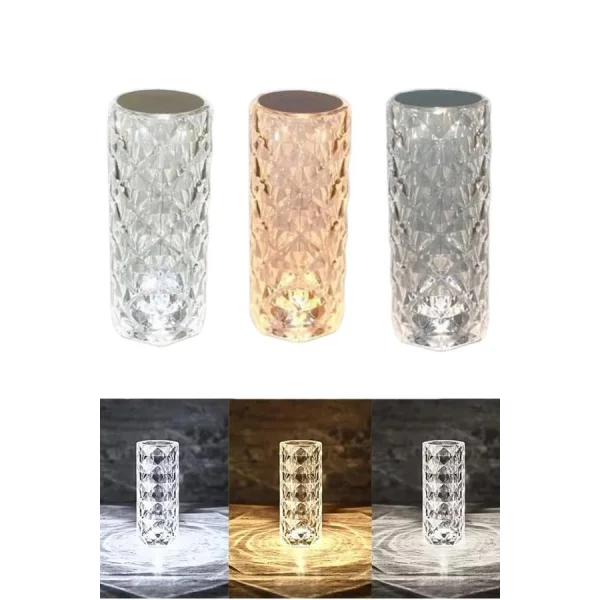 Masa ve Gece Lambası Şık ve Dayanıklı Sensörlü Şarjlı Kristal Lamba