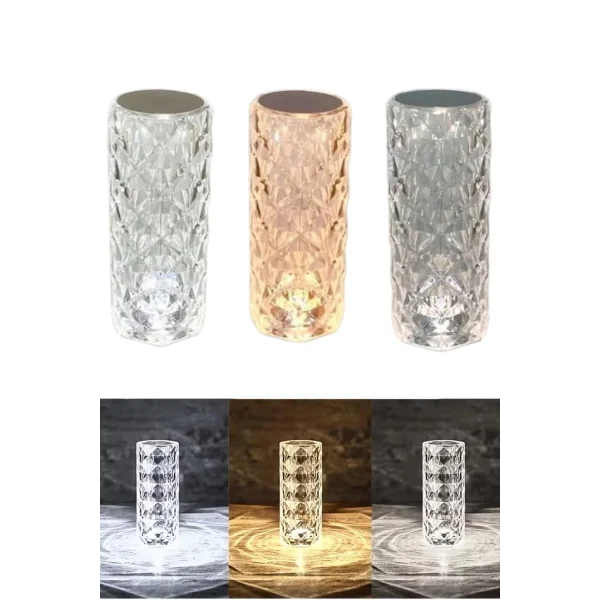 Masa ve Gece Lambası Şık ve Dayanıklı Sensörlü Şarjlı Kristal Lamba