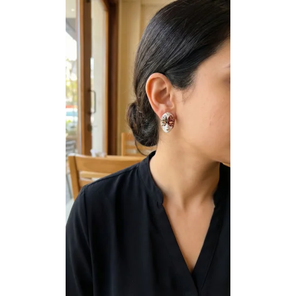 Maske Model Pirinç Kadın Küpe